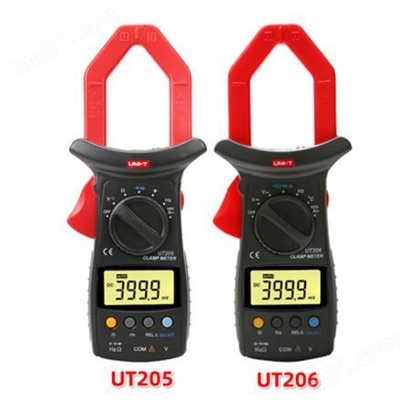UNI-T优利德UT205/UT206自动量程40mm大钳口1000A数字钳形表