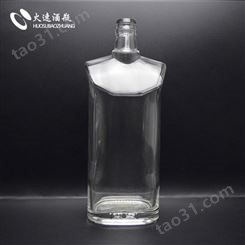 四川厂家私人酒庄酒瓶晶白料酒瓶透明瓶玻璃酒瓶扁瓶红酒瓶药酒瓶