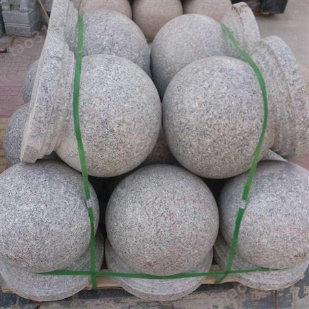 石材挡车球多钱一个,五莲红花岗岩路障石球直径50公分价格