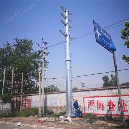 10kv电力钢杆 电力钢管杆厂基础输电钢杆厂家 15米终端杆安徽