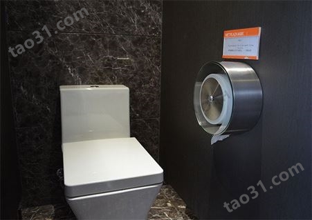 福伊特圆形钢化玻璃卷纸盒SZ-8629公共卫生间不锈钢纸巾盒 厕纸架