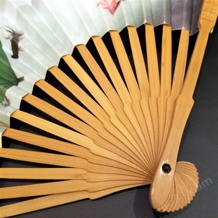 9寸竹节宣纸折扇定制 绢扇娟布扇广告礼品