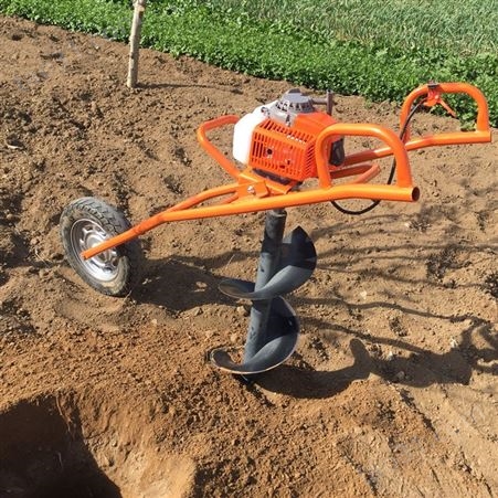 农用汽油挖坑机 圣鲁牌果园施肥打眼机 轻便手推式独轮挖坑机