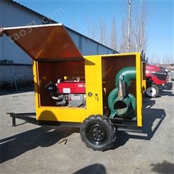 柴油机带拖车款离心泵 四缸大流量14寸混流泵 拖拉机带高扬程喷灌泵