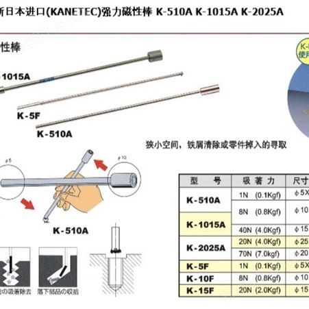 K-15F进口KANETEC 磁性棒现货原装强力磁性 应用工具