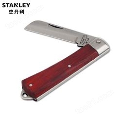 史丹利工具锰钢直刃电工刀 折叠红木手柄割刀剥线剥皮10-225-23  STANLEY工具