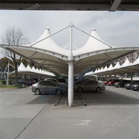 停车棚车蓬西安汽车棚遮阳户外雨棚景观棚膜停车棚定做陕西钢结构