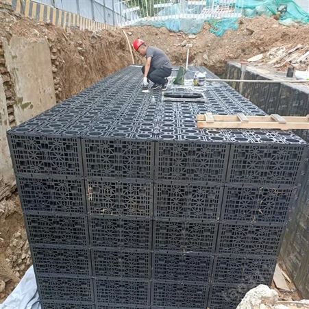起步区蓄水模块厂家 东吴PP雨水模块搭建储水池 济阳海绵城市建设总包