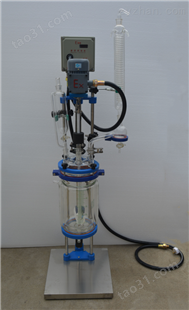 防爆双层玻璃反应釜3L高低温防爆负压蒸馏合成夹套搅拌器