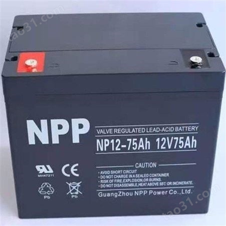 NPP蓄电池NP12-75 耐普蓄电池12V75AH 消防门禁 监控设备 应急电源